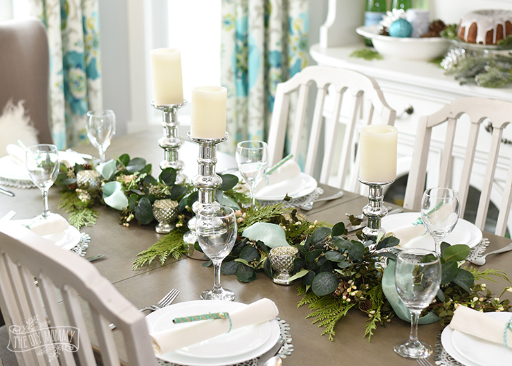 Our Aqua & Green Christmas Table and Hutch
